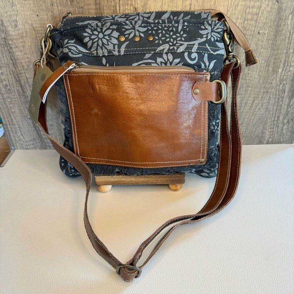 Canvas Fabric Flower Purse Boho Rustic Crossbody Bag New FAST SHIP